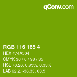 Color code: RGB 116 165 4 | qconv.com