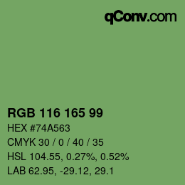 カラーコード: RGB 116 165 99 | qconv.com