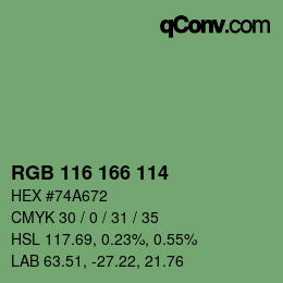 カラーコード: RGB 116 166 114 | qconv.com