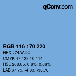 カラーコード: RGB 116 170 220 | qconv.com
