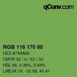颜色代码: RGB 116 170 80 | qconv.com