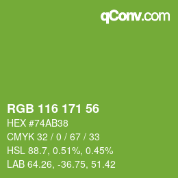 Color code: RGB 116 171 56 | qconv.com