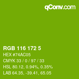 Color code: RGB 116 172 5 | qconv.com