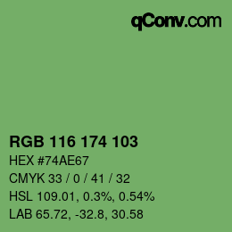 Color code: RGB 116 174 103 | qconv.com