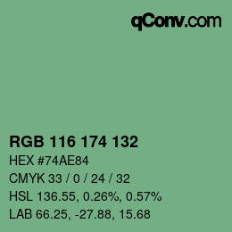 Color code: RGB 116 174 132 | qconv.com