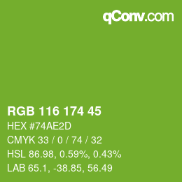 Color code: RGB 116 174 45 | qconv.com