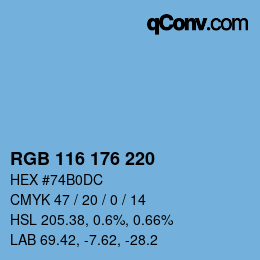 カラーコード: RGB 116 176 220 | qconv.com