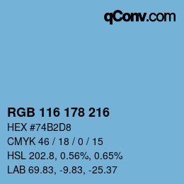 Color code: RGB 116 178 216 | qconv.com