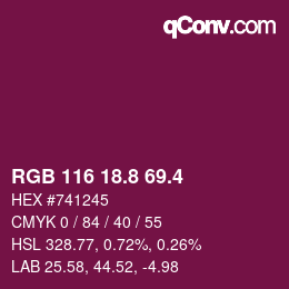 カラーコード: RGB 116 18.8 69.4 | qconv.com