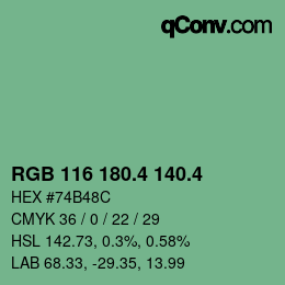 カラーコード: RGB 116 180.4 140.4 | qconv.com