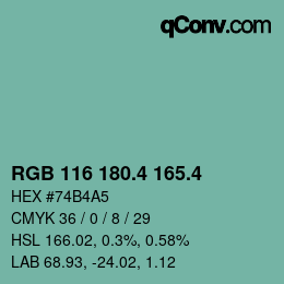 カラーコード: RGB 116 180.4 165.4 | qconv.com