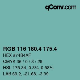 カラーコード: RGB 116 180.4 175.4 | qconv.com
