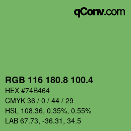 カラーコード: RGB 116 180.8 100.4 | qconv.com