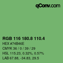カラーコード: RGB 116 180.8 110.4 | qconv.com