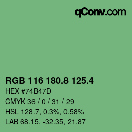 カラーコード: RGB 116 180.8 125.4 | qconv.com