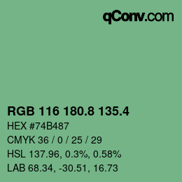 カラーコード: RGB 116 180.8 135.4 | qconv.com