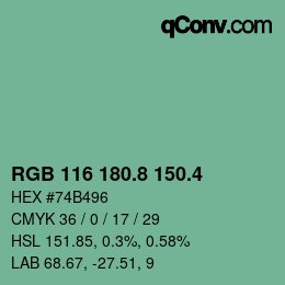 カラーコード: RGB 116 180.8 150.4 | qconv.com