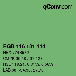 Color code: RGB 116 181 114 | qconv.com