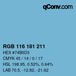 Color code: RGB 116 181 211 | qconv.com