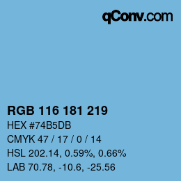 Color code: RGB 116 181 219 | qconv.com