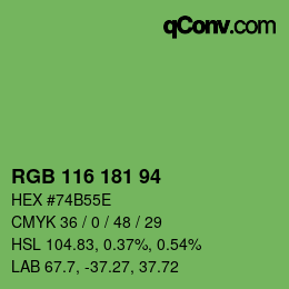 Color code: RGB 116 181 94 | qconv.com