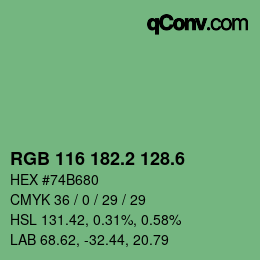 カラーコード: RGB 116 182.2 128.6 | qconv.com