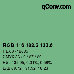 カラーコード: RGB 116 182.2 133.6 | qconv.com