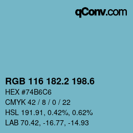 カラーコード: RGB 116 182.2 198.6 | qconv.com