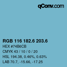 カラーコード: RGB 116 182.6 203.6 | qconv.com
