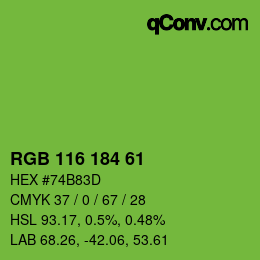 Color code: RGB 116 184 61 | qconv.com