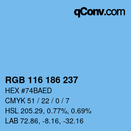 Color code: RGB 116 186 237 | qconv.com