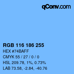 カラーコード: RGB 116 186 255 | qconv.com