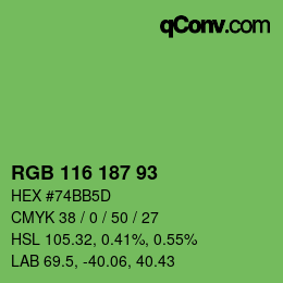 カラーコード: RGB 116 187 93 | qconv.com