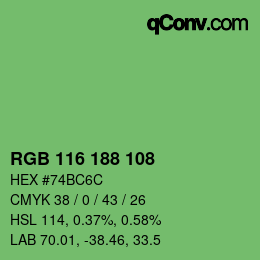 Código de color: RGB 116 188 108 | qconv.com