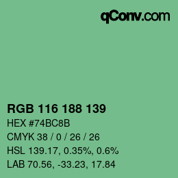 Color code: RGB 116 188 139 | qconv.com