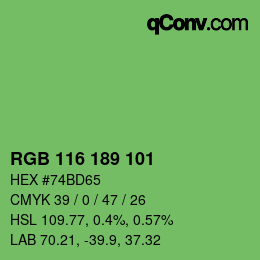 Color code: RGB 116 189 101 | qconv.com