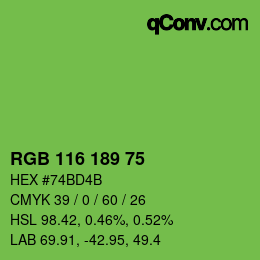 Farbcode: RGB 116 189 75 | qconv.com