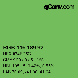 カラーコード: RGB 116 189 92 | qconv.com