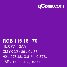 Farbcode: RGB 116 18 170 | qconv.com