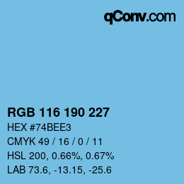 Color code: RGB 116 190 227 | qconv.com