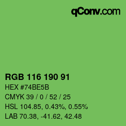 Farbcode: RGB 116 190 91 | qconv.com