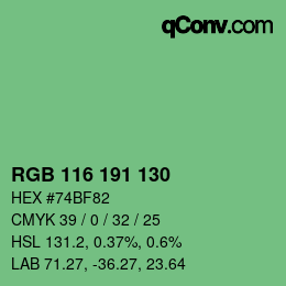颜色代码: RGB 116 191 130 | qconv.com