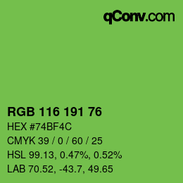カラーコード: RGB 116 191 76 | qconv.com