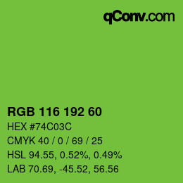カラーコード: RGB 116 192 60 | qconv.com