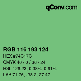 カラーコード: RGB 116 193 124 | qconv.com