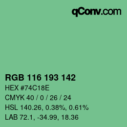 Color code: RGB 116 193 142 | qconv.com