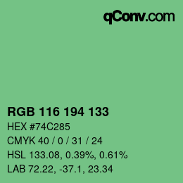 颜色代码: RGB 116 194 133 | qconv.com