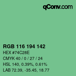 Color code: RGB 116 194 142 | qconv.com