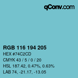 カラーコード: RGB 116 194 205 | qconv.com