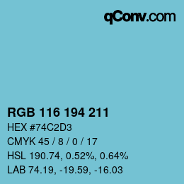 颜色代码: RGB 116 194 211 | qconv.com